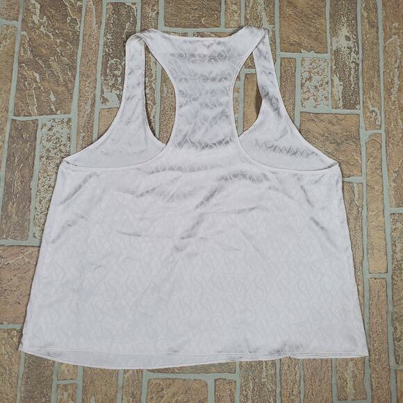 Victoria Secret VS White Racerback Tank Top Women's Sz Large Logo - Picture 2 of 5